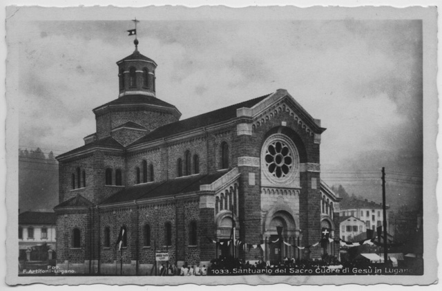 Cartolina della benedizione da parte di Mons. Bacciarini del Santuario del Sacro Cuore