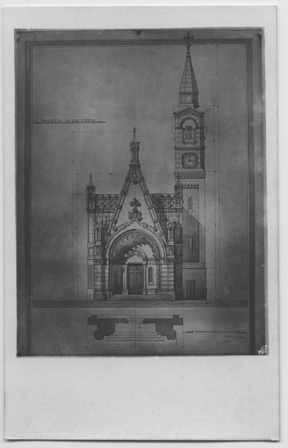 Cartolina del progetto della chiesa di Sant'Antonio di Vaglio