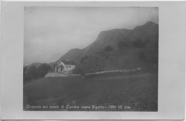 Cartolina della chiesa di Condra e Alpe Moschera