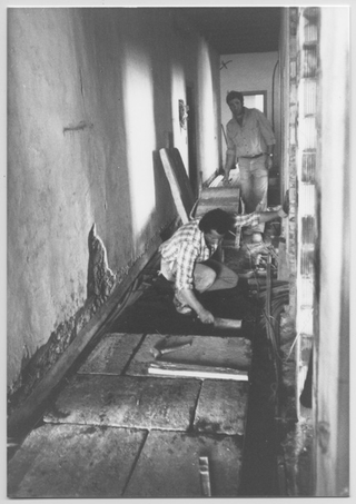 Lavori di restauro al pavimento del Convento di Bigorio