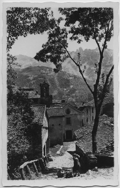 Cartolina di Bigorio con la chiesa dei SS. Valentino e Bernardino