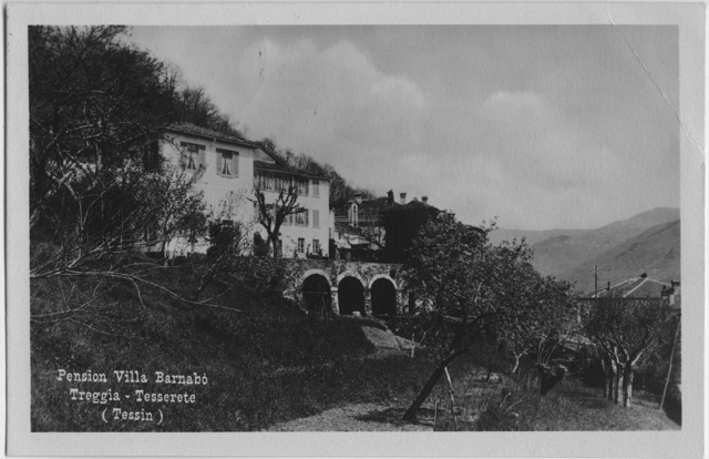 Cartolina di Treggia con la Pensione Villa Barnabò