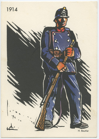 Cartolina distribuita ai soldati durante la mobilitazione militare