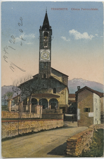 Cartolina dipinta della chiesa S. Stefano di Tesserete