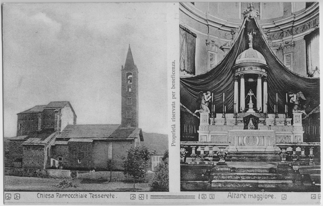 Cartolina della chiesa S. Stefano di Tesserete con il presbiterio