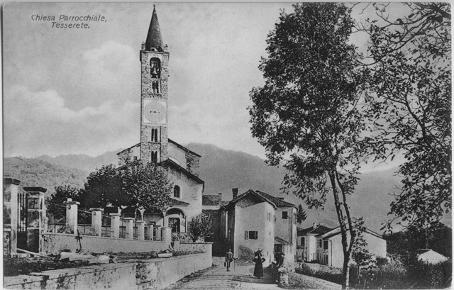 Cartolina di Tesserete con la chiesa S. Stefano