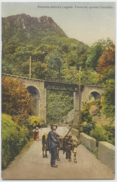 Cartolina illustrata della ferrovia Lugano-Tesserete
