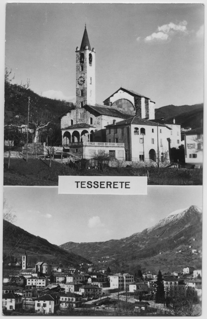 Cartolina di Tesserete con la chiesa di Santo Stefano