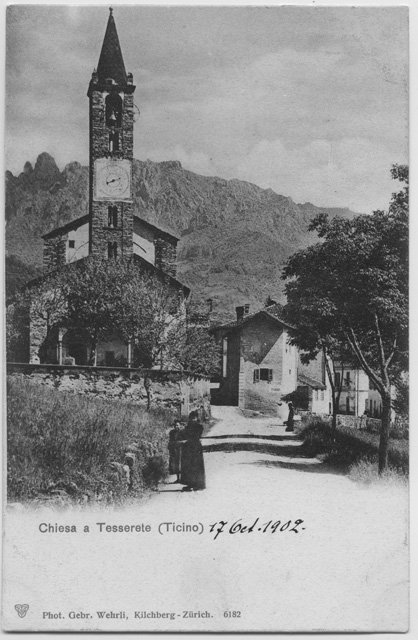 Cartolina della chiesa di Santo Stefano a Tesserete