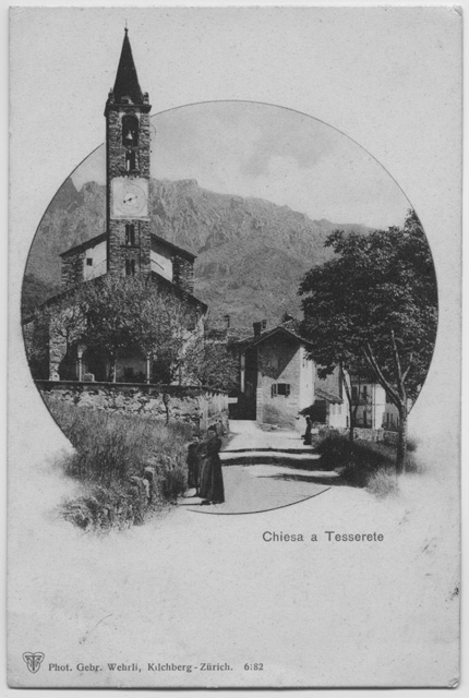 Cartolina della chiesa di Santo Stefano a Tesserete