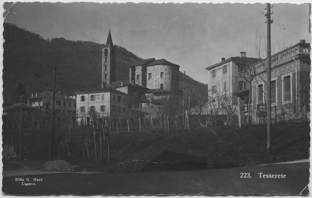 Cartolina di Tesserete con la chiesa di Santo Stefano
