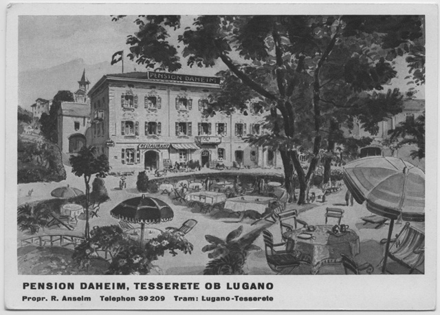 Cartolina della Pensione Daheim a Tesserete