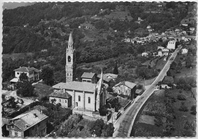 Cartolina della chiesa di Vaglio e Sala Capriasca