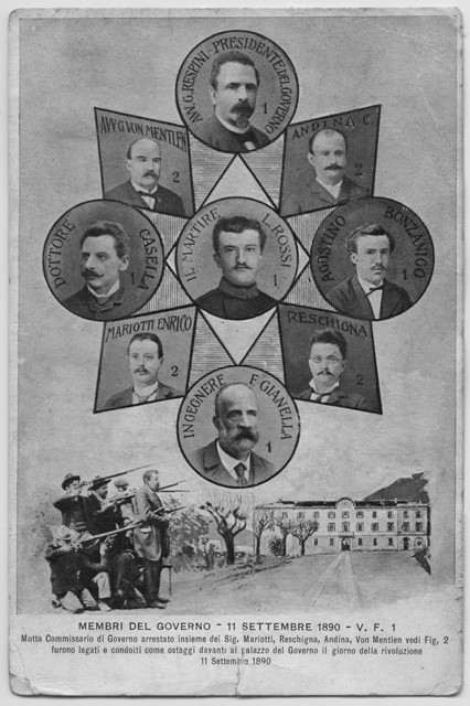 Cartolina con i membri del governo del 1890