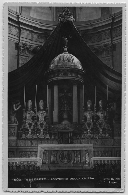 Cartolina dell'altare della chiesa di Santo Stefano a Tesserete