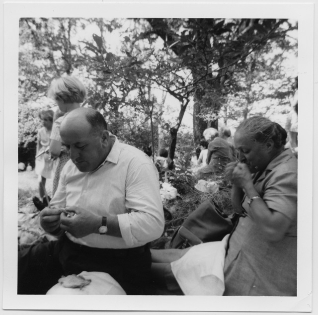 Alfonso e Clelia Degiorgi durante la festa di San Bernardo a Comano