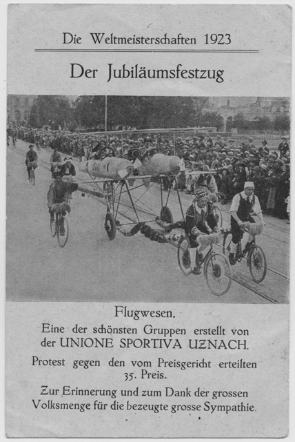 Cartolina della sfilata per i campionati del mondo di ciclismo a Zurigo