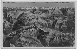 Cartolina della catena montuosa del San Gottardo