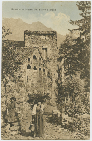 Cartolina di Sonvico con l'alambicco della famiglia Castelli