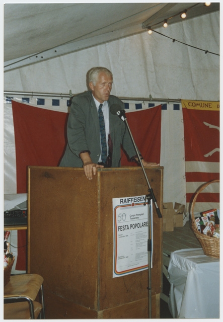 Bruno Lepori alla festa per il 50esimo del Corpo Pompieri Capriasca