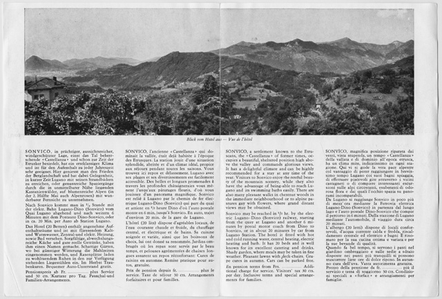 Brochure informativa Albergo della Posta a Sonvico (retro)