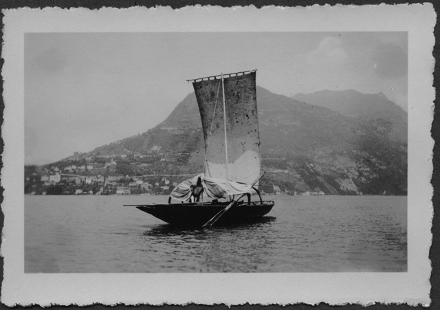 Barca di pescatori sul lago di Lugano