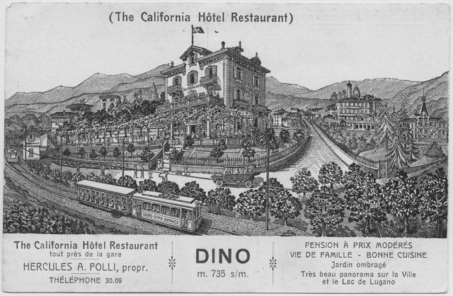 Cartolina illustrata dell'Hotel California a Sonvico