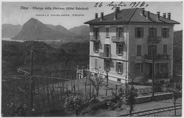 Cartolina dell'Hotel de la Gare a Dino