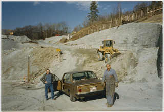 Cantiere per la costruzione della strada di Sonvico