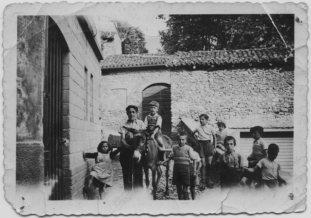 Bambini in posa con asino a Dino