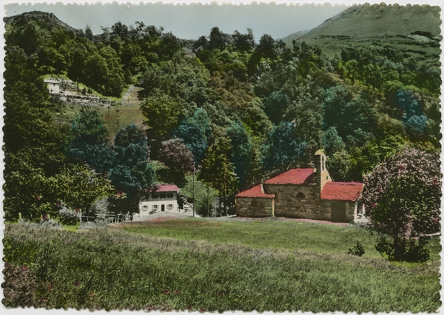 Cartolina dipinta del Ritrovo Luèra a Gola di Lago