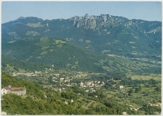 Veduta di Tesserete con il convento di Bigorio