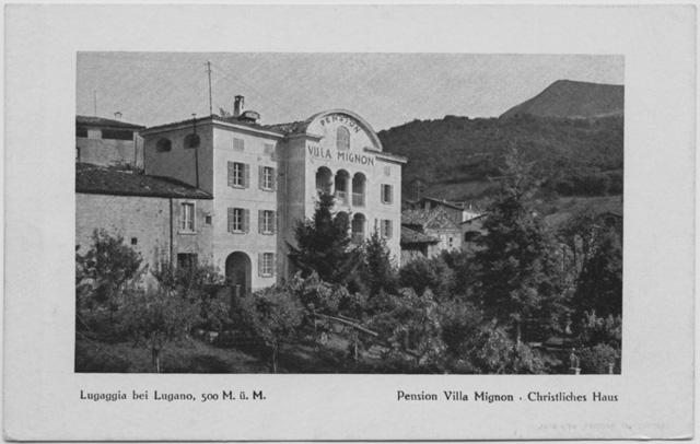 Cartolina della Pensione Mignon a Lugaggia