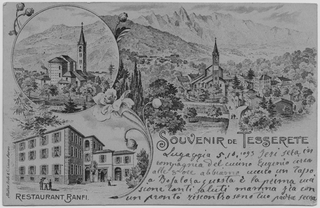 Cartolina illustrata di Tesserete conil ristorante Banfi