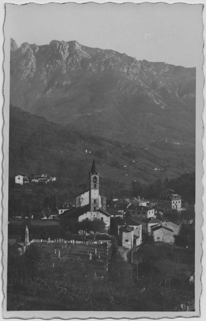 Cartolina di Tesserete con la chiesa di Santo Stefano