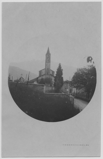 Cartolina di Tesserete con la chiesa di Santo Stefano