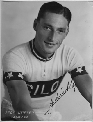 Ritratto di Ferdi Kübler auto-autografato