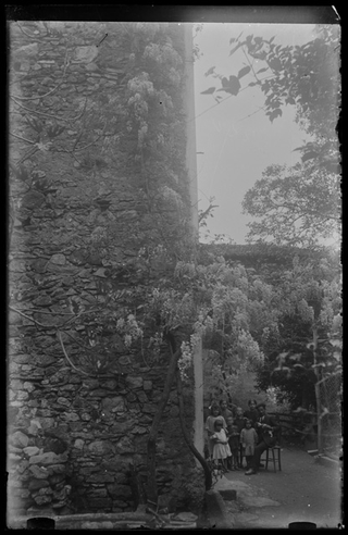 Famiglia in posa sotto ad un pergolato