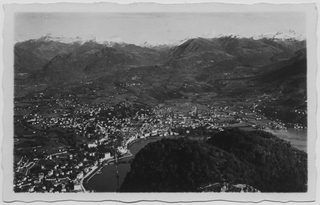 Veduta aerea di Lugano dal monte San Salvatore