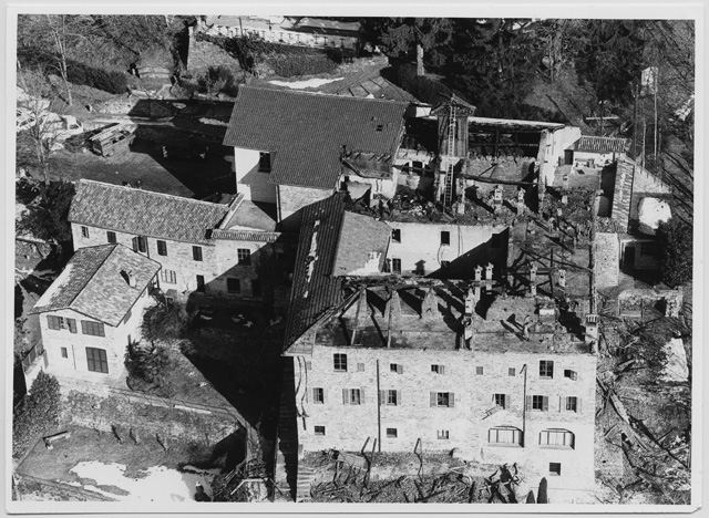 Veduta del tetto del Convento di Bigorio dopo l'incendio