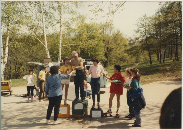 Momento della premiazione della gara di go-kart organizzata dal gruppo Scout a Tesserete
