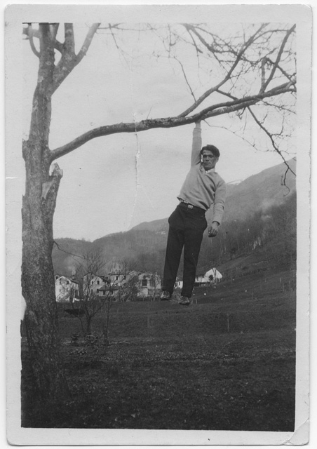 Ragazzo che si dondola da un albero a Odogno