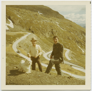 Remo e Michele Canonica in posa sul passo del San Gottardo