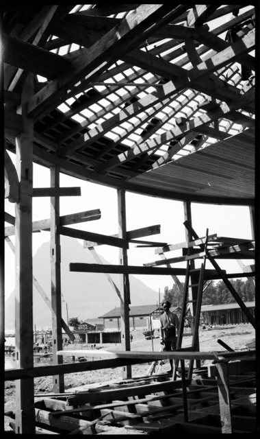 Cantiere per l'edificazione del lido di Lugano