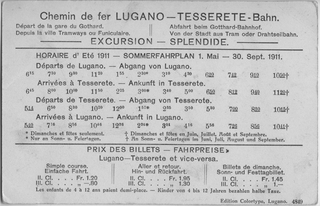 Orario e tariffe del tram Lugano - Tesserete