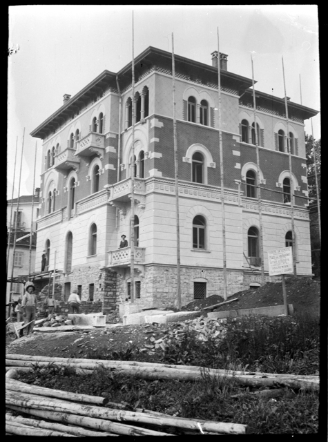 Cantiere per la costruzione di villa Giovannini in via Bertaccio a Lugano