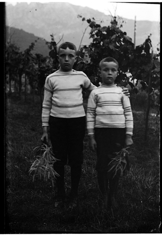 Ritratto di due bambini in un vigneto