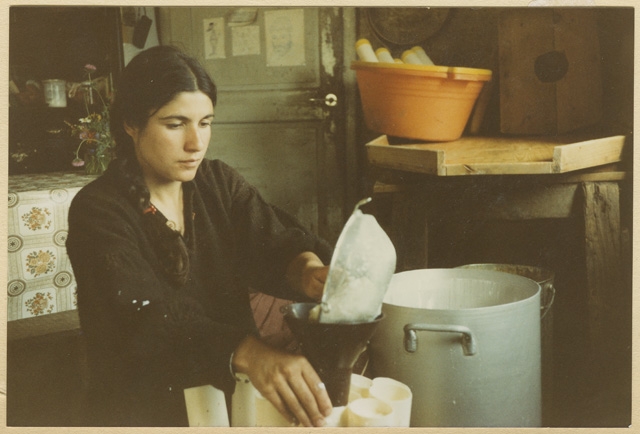 Brigit Rovelli mentre prepara dei formaggini di capra all'alpe Matro