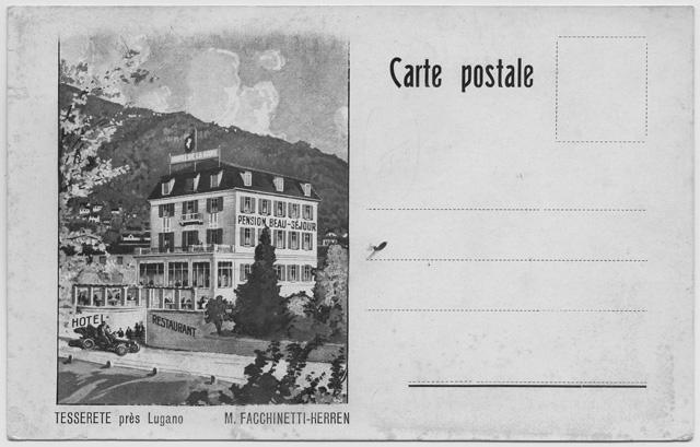 Cartolina illustrata dell'hotel Beau-Séjour a Tesserete