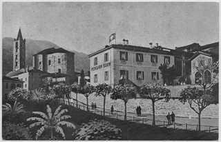 Cartolina illustrata di Tesserete con la pensione Eden